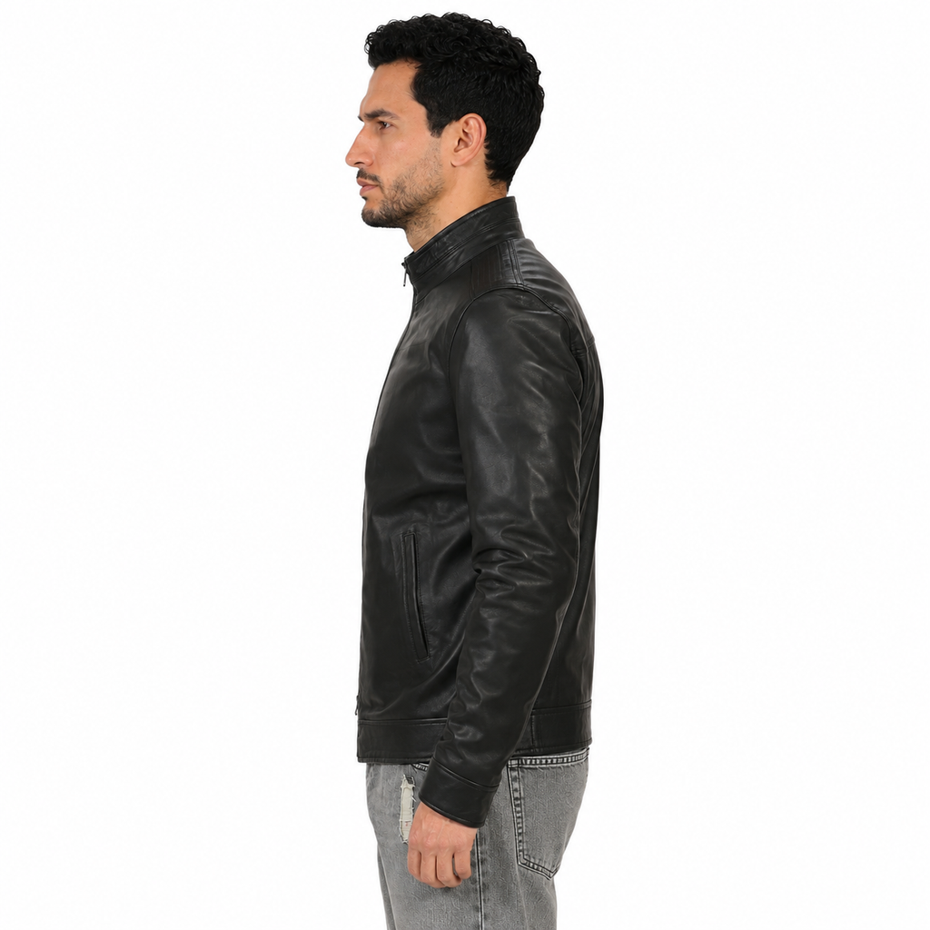 Giubbino in vera pelle di vitello Nero-Art.XM832NAPPA