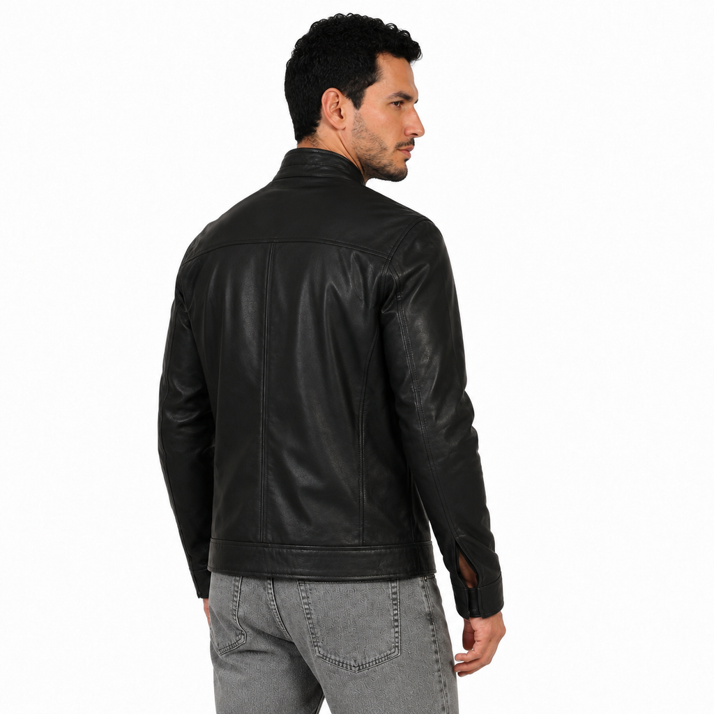 Giubbino in vera pelle di vitello Nero-Art.XM832NAPPA