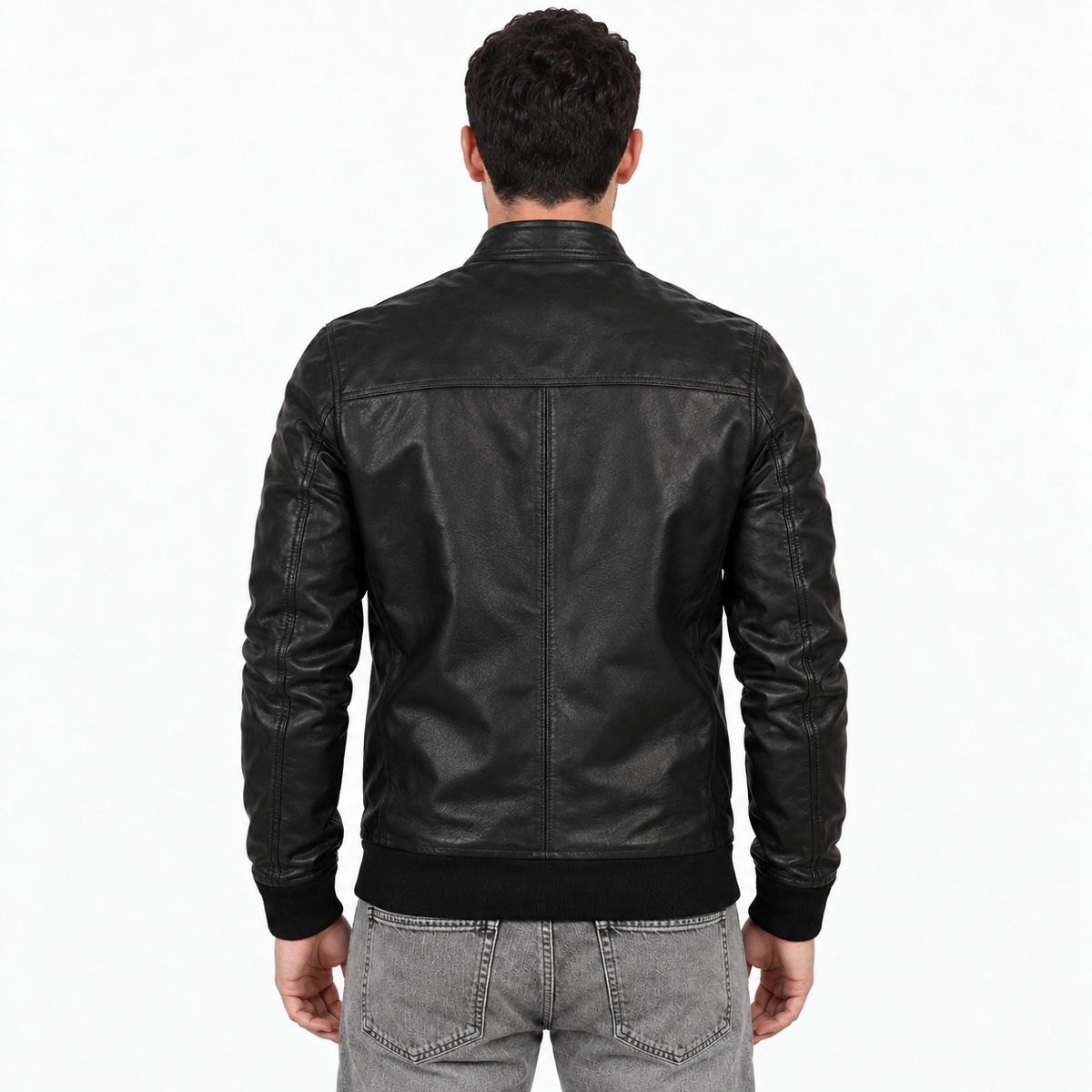 Giubbino in vera pelle di vitello Nero-Slim Fit-Art.XM68NAPPA