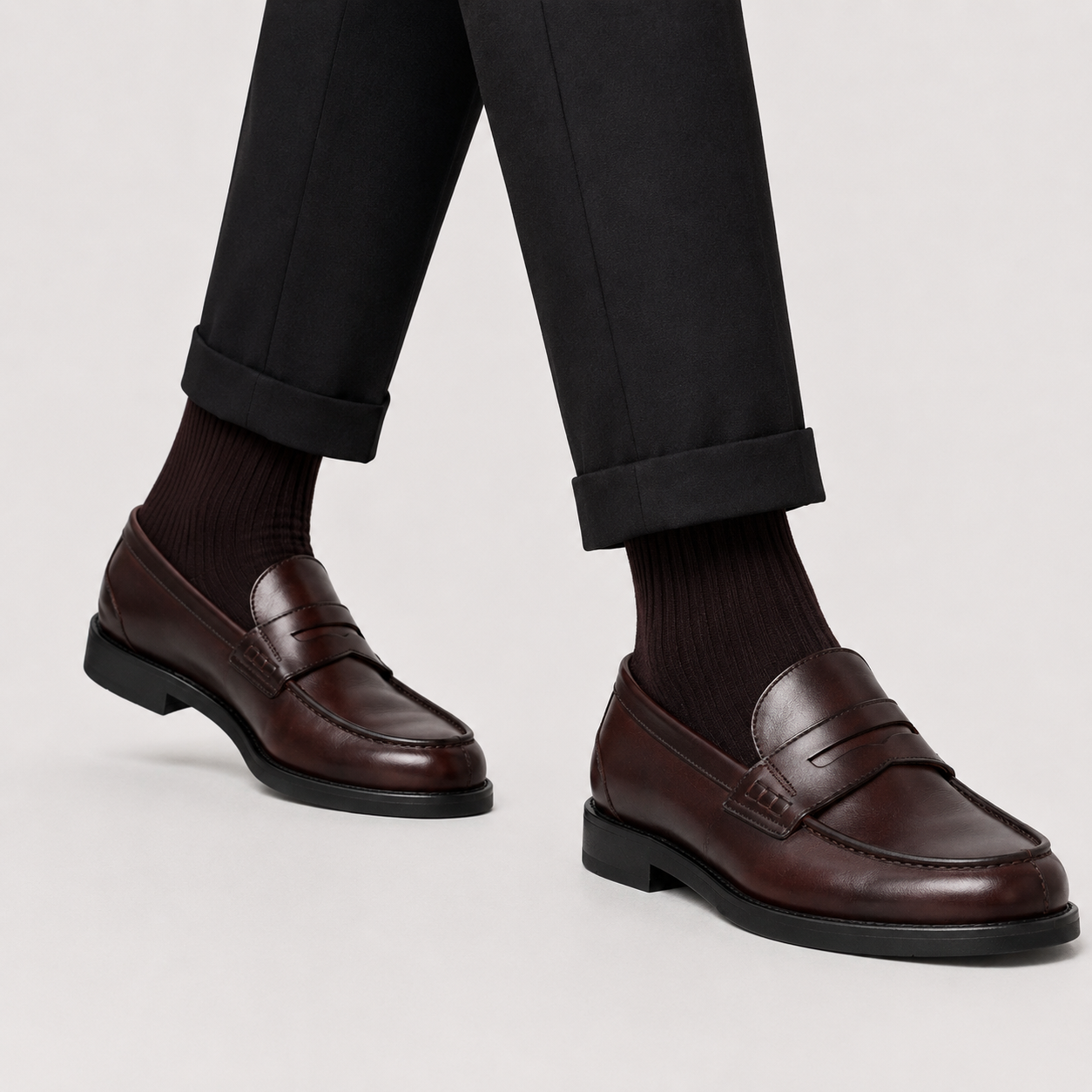 Mocassino con benda in pelle crust con fondo in gomma -Art.805EFDOGOMMACRUST