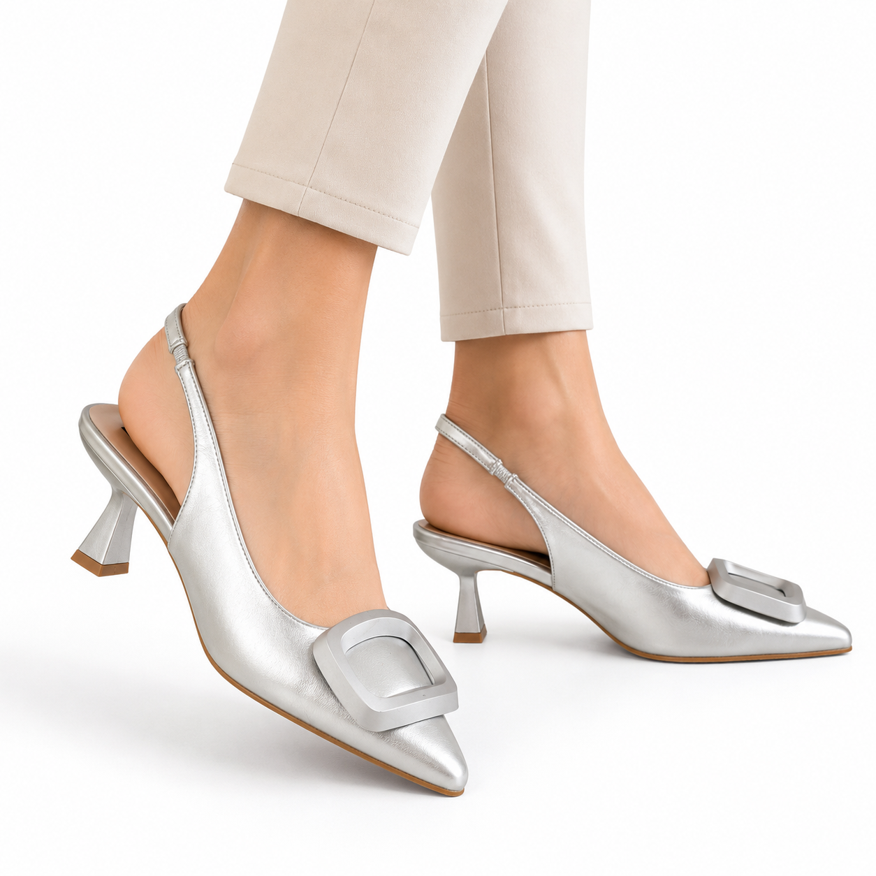 Decolletè slingback con tacco basso a rocchetto - Art.SP559