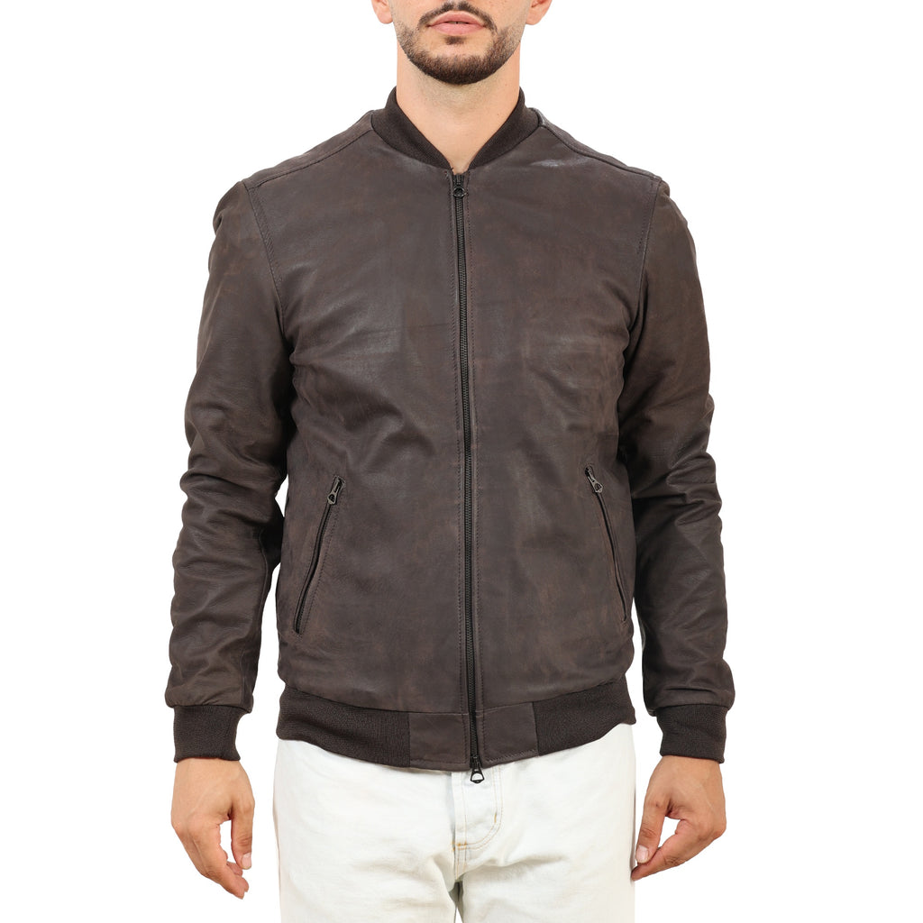 Giubbino in vera pelle di vitello rifinizione dakota Testa di Moro-Slim Fit-Art.XM54DAKOTA