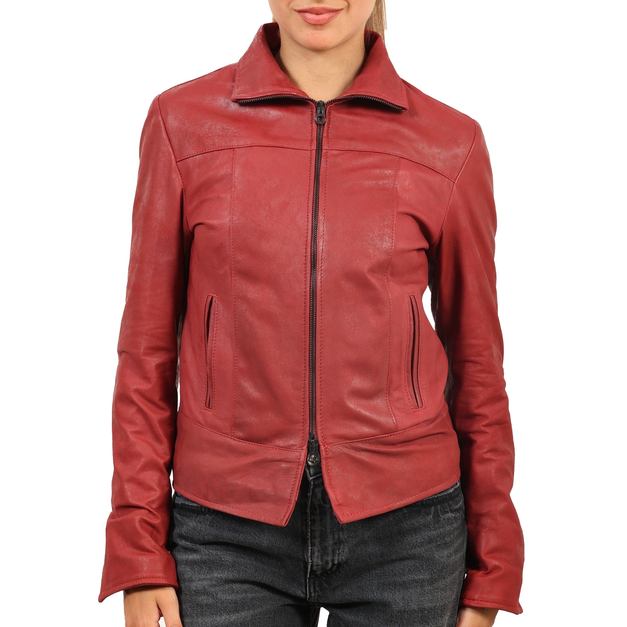 Giubbino in vera pelle di vitello rifinizione dakota Bordeaux-Art.STELLADAKOTA
