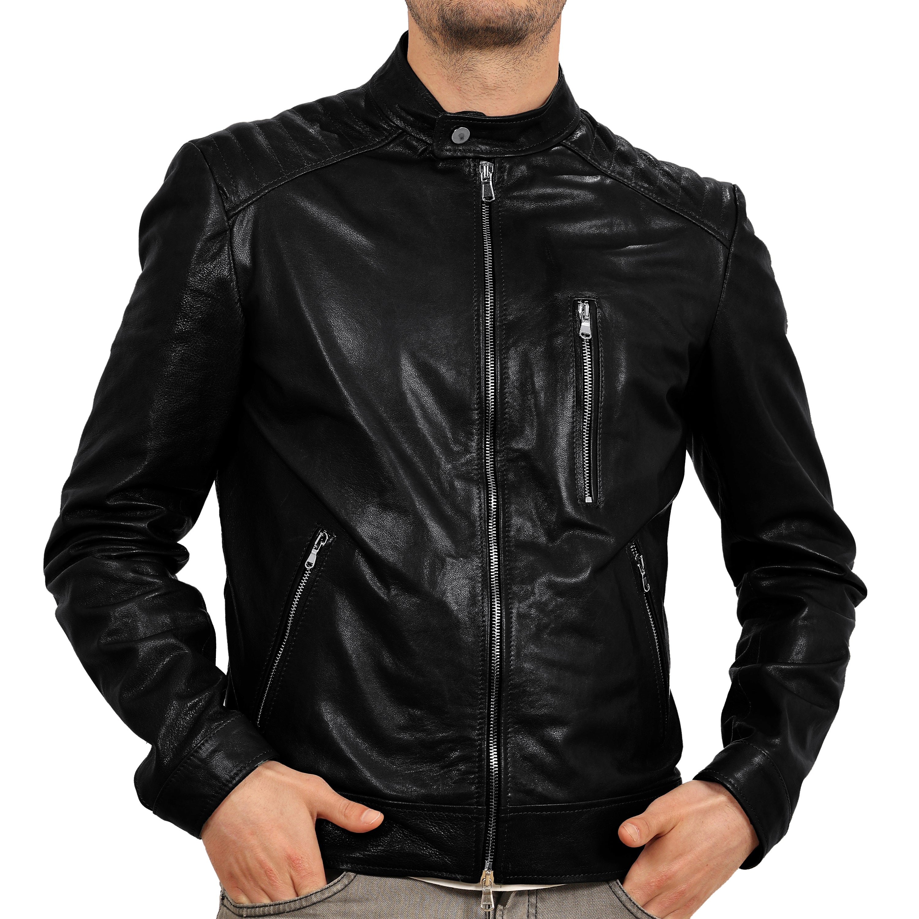 Biker in vera pelle di vitello Verde-Art.IMP04
