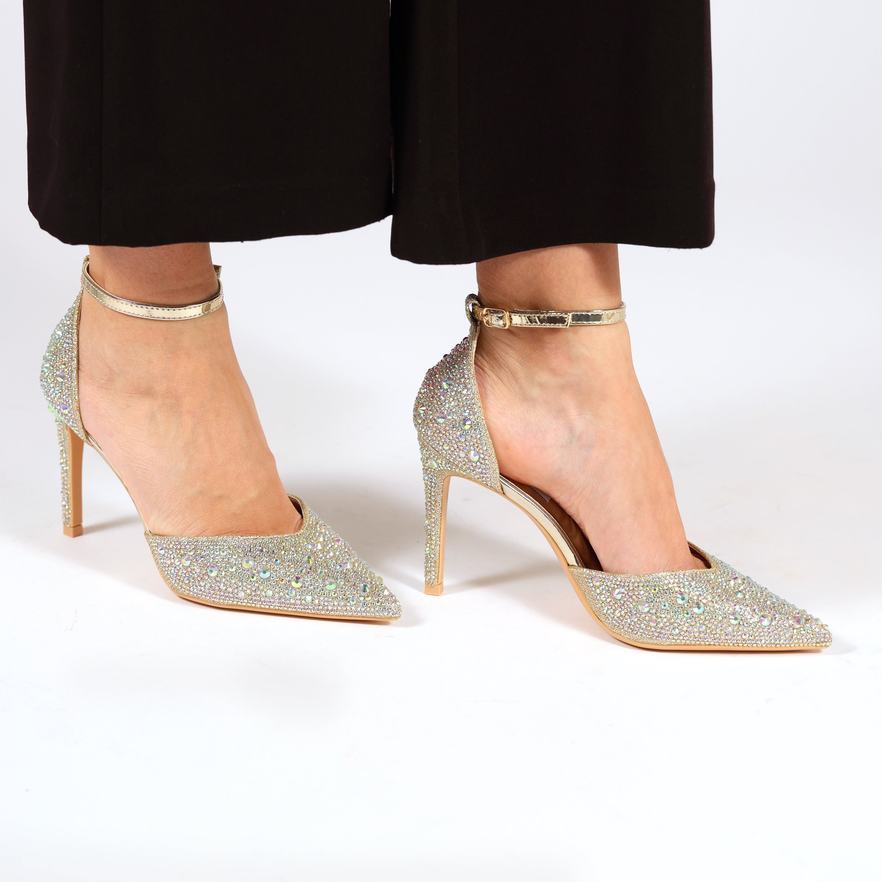 Sandali in simil pelle ricoperti di strass con tacco a spillo- Art.SP536