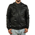 Giubbino in vera pelle di vitello foderato con trapunta invernale Nero-Slim Fit-Art.XM68INVNAPPA