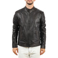 Giubbino in vera pelle di vitello Nero-Art.BIKERVEGETALE
