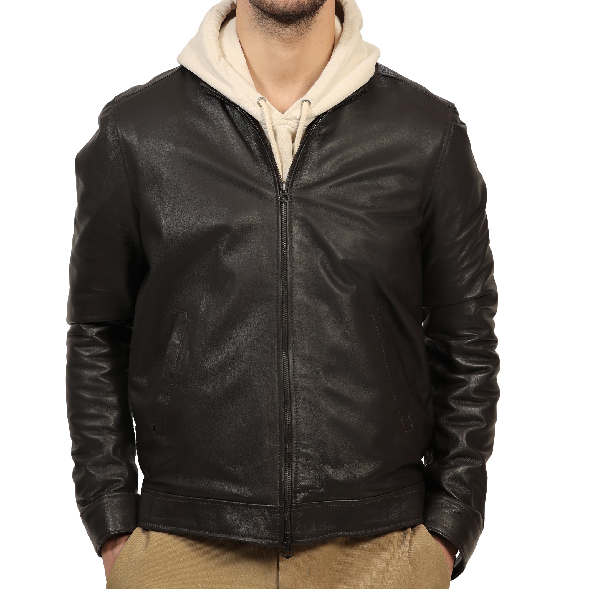 Giubbino in vera pelle di vitello Nero-Art.XM832NAPPA