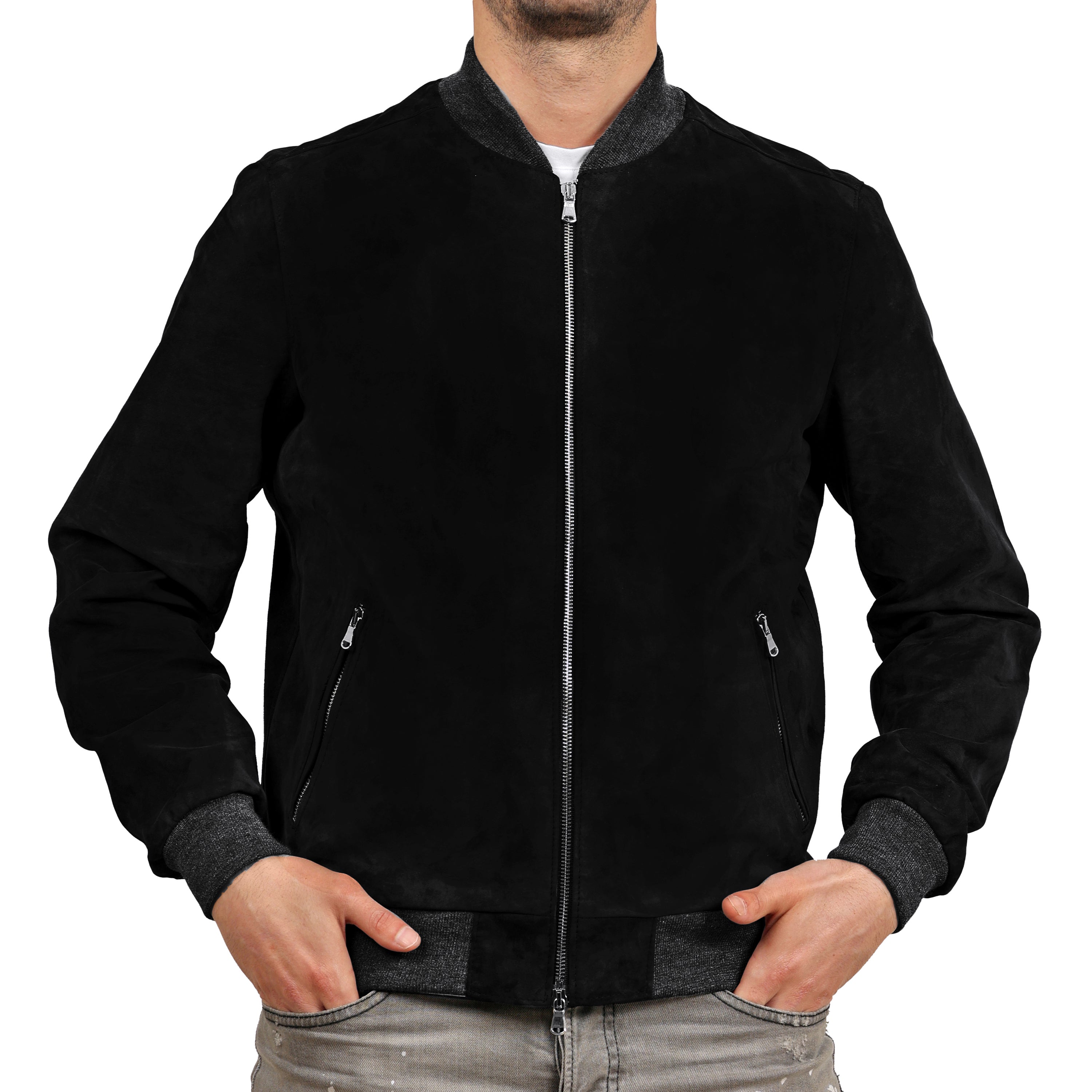 Bomber in camoscio  Nero-Slim Fit-Art.IMP01