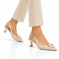 Dècolletè slingback con tacco basso a rocchetto e dettaglio sulla punta - Art.BK562
