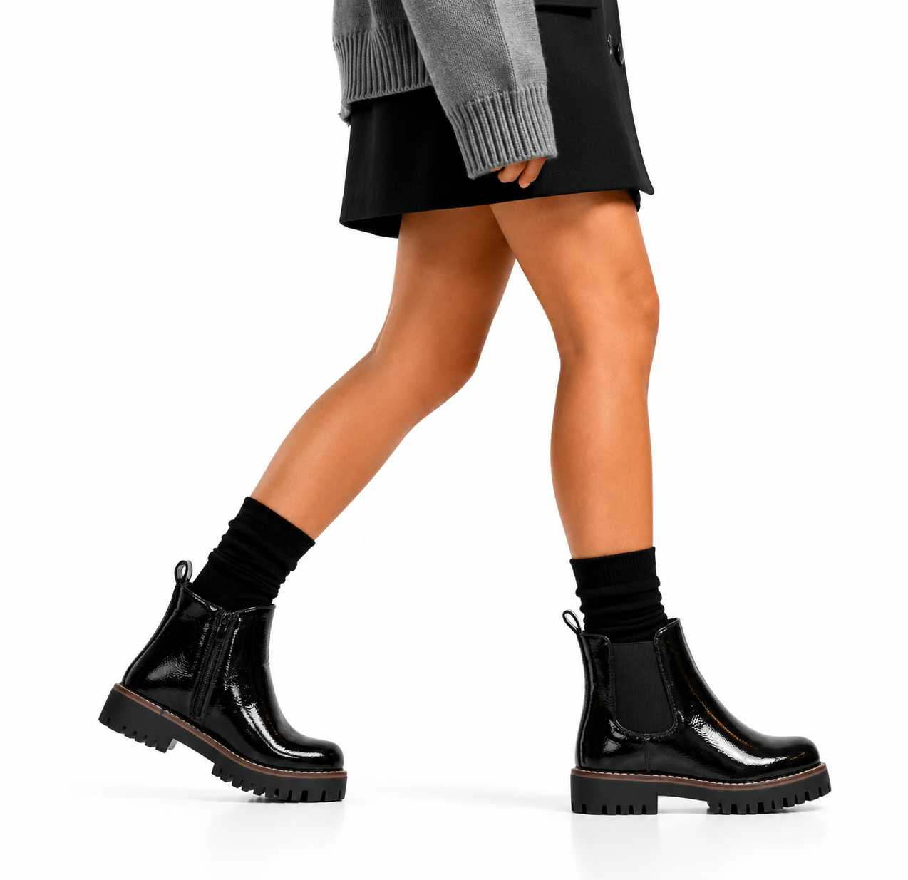 Stivaletto in simil pelle con elastico laterale - Art.DMLM8306