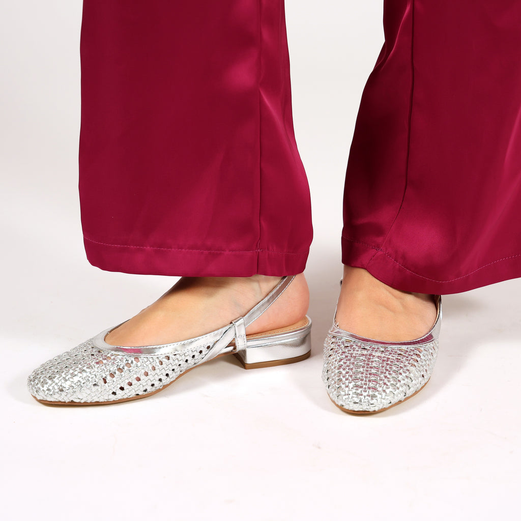 Ballerine slingback in simil pelle con tomaia bucherellata- Art.BK013