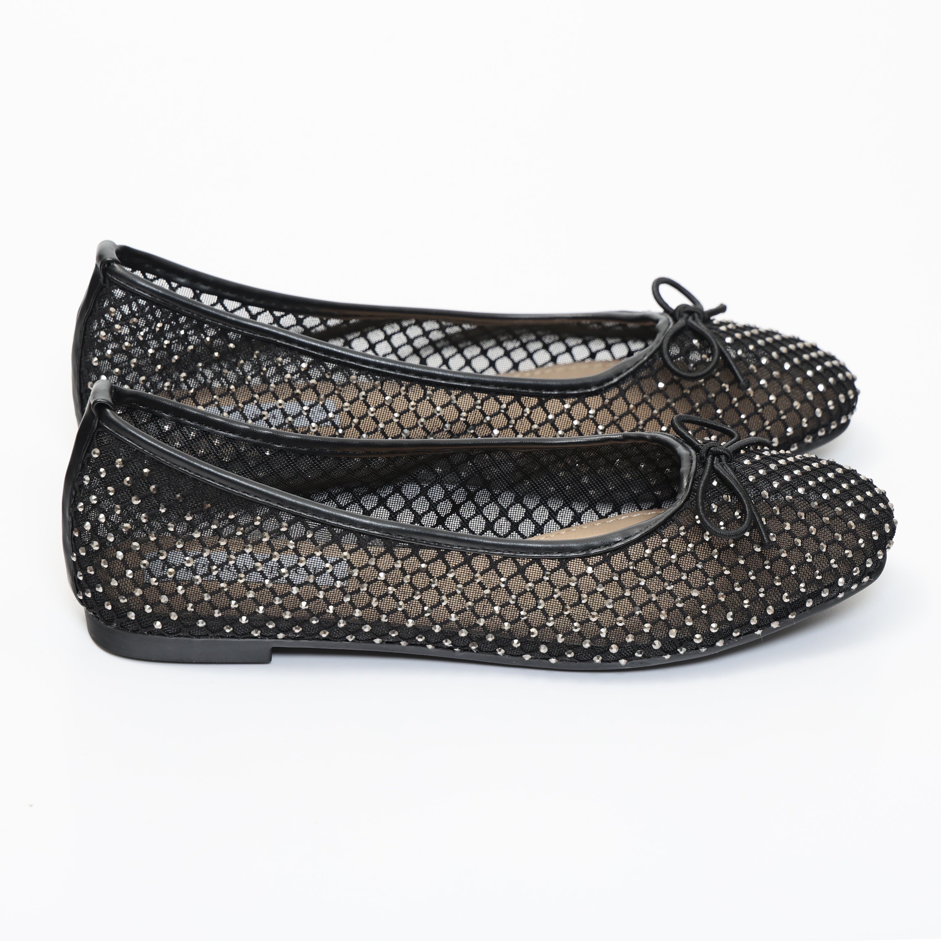 Ballerine in simil pelle traforate con strass