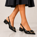 Ballerine in simil pelle verniciata con applicazione