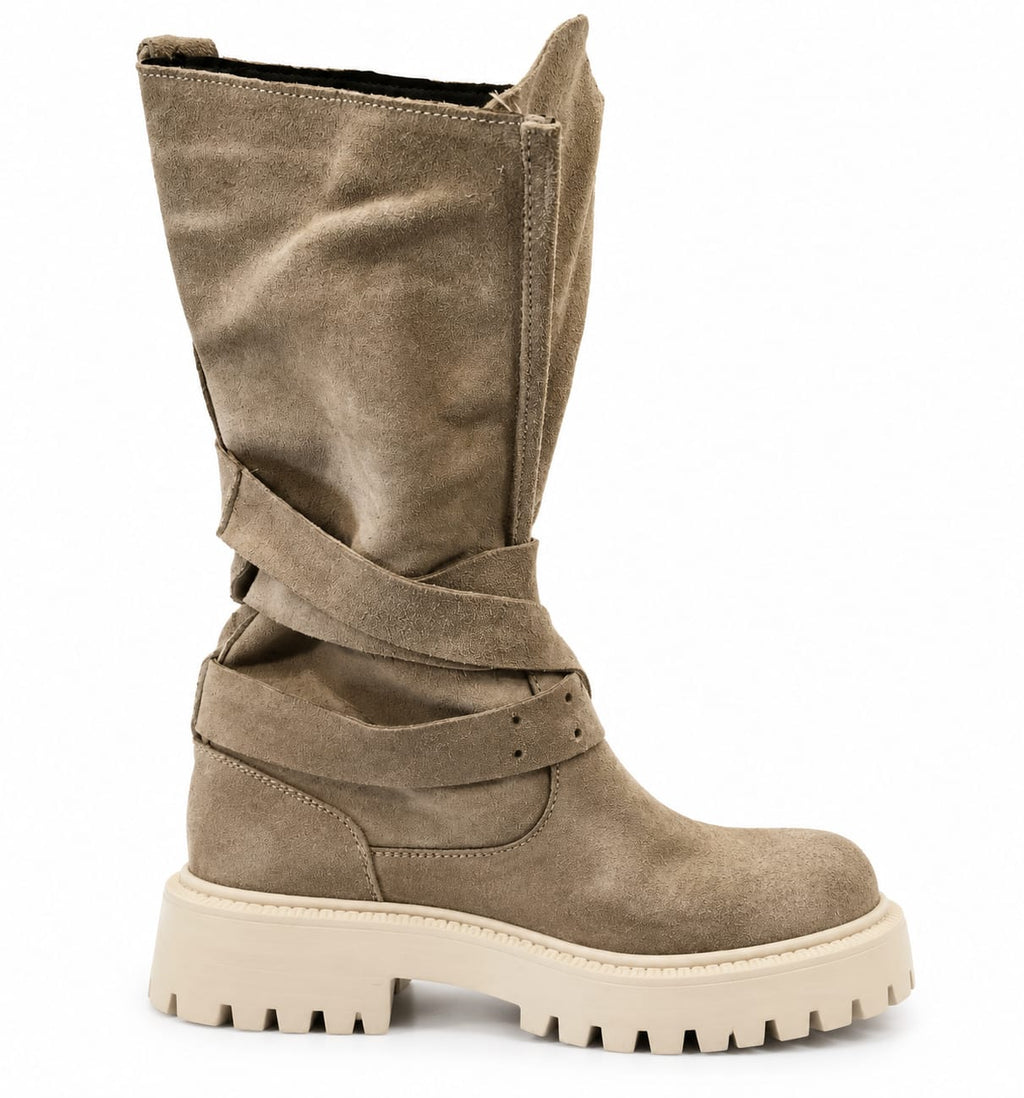 Stivale  in vera pelle scamosciata - tacco 5 cm- Art. 3029CAMOSCIO