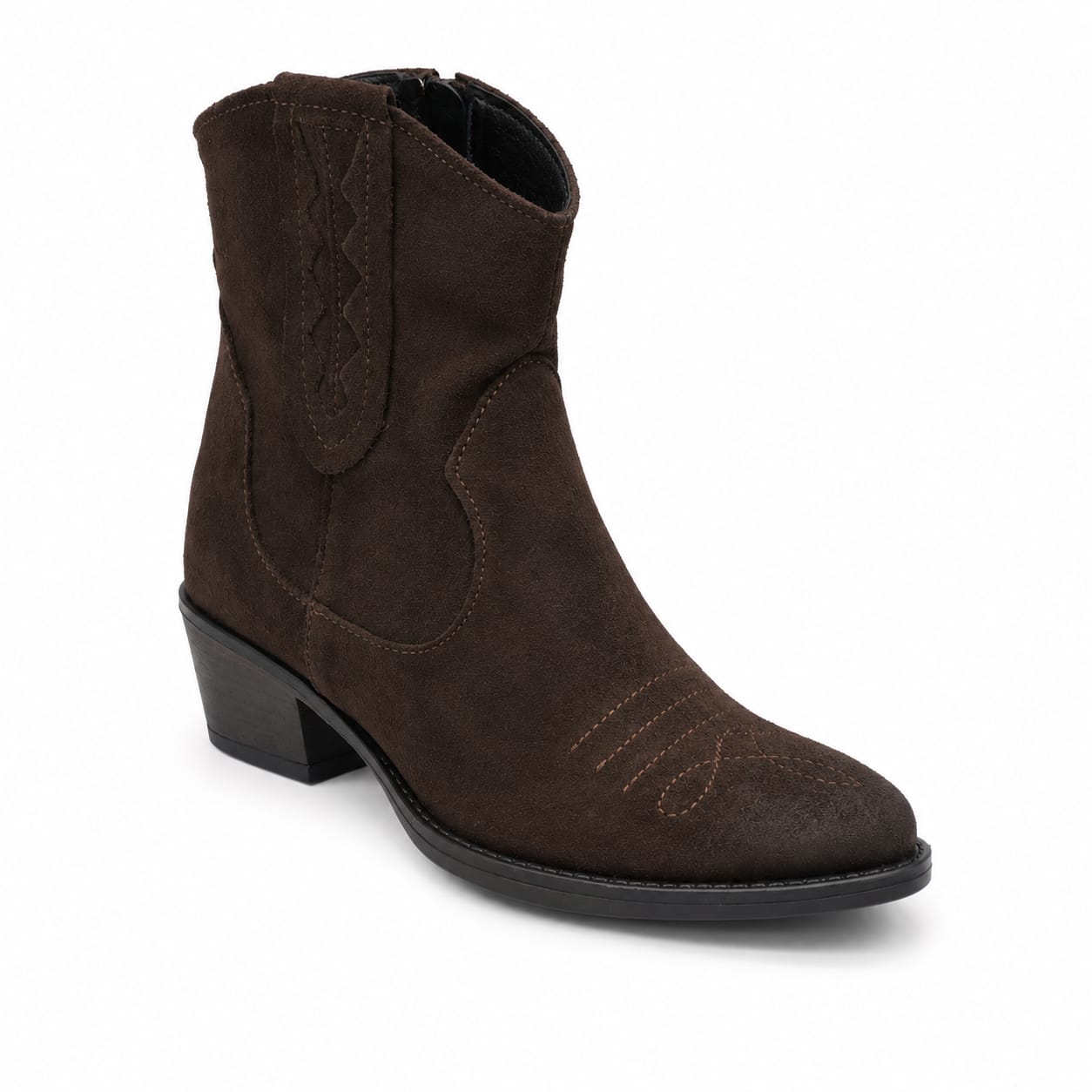Texano basso in vera pelle scamosciata - tacco 5 cm- Art. 01CAMOSCIO