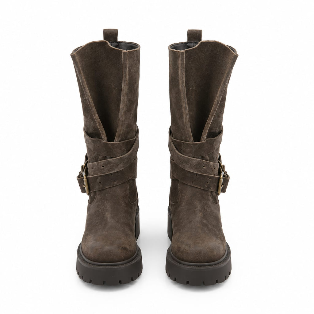 Stivale  in vera pelle scamosciata - tacco 5 cm- Art. 3029CAMOSCIO