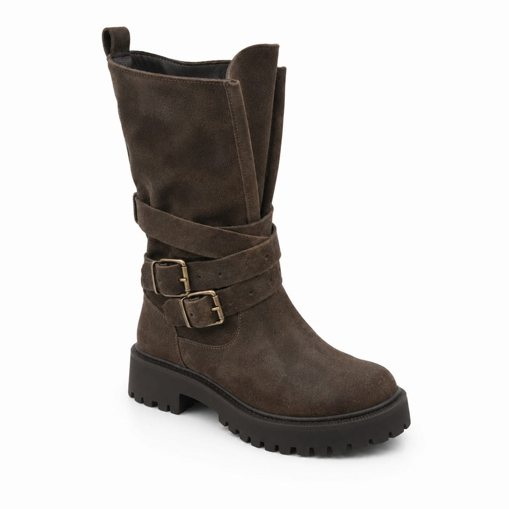 Stivale  in vera pelle scamosciata - tacco 5 cm- Art. 3029CAMOSCIO