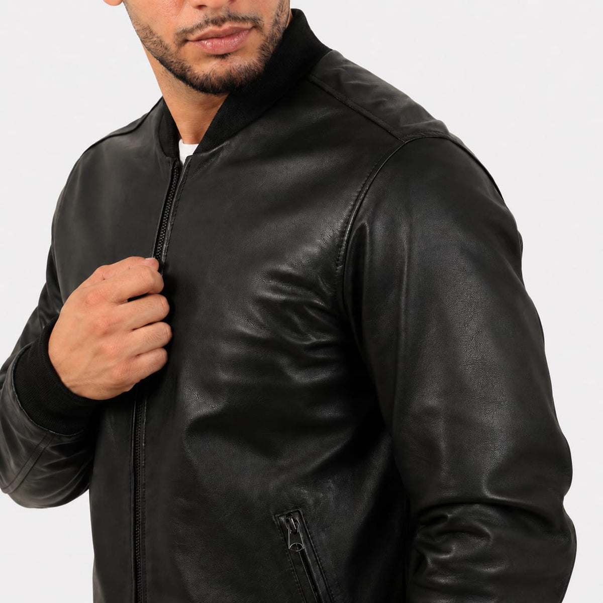 Giubbino in vera pelle di vitello foderato con trapunta invernale Nero-Slim Fit-Art.XM54INVNAPPA