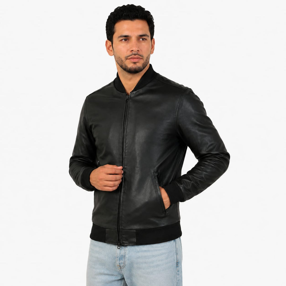 Giubbino in vera pelle di vitello foderato con trapunta invernale Nero-Slim Fit-Art.XM54INVNAPPA