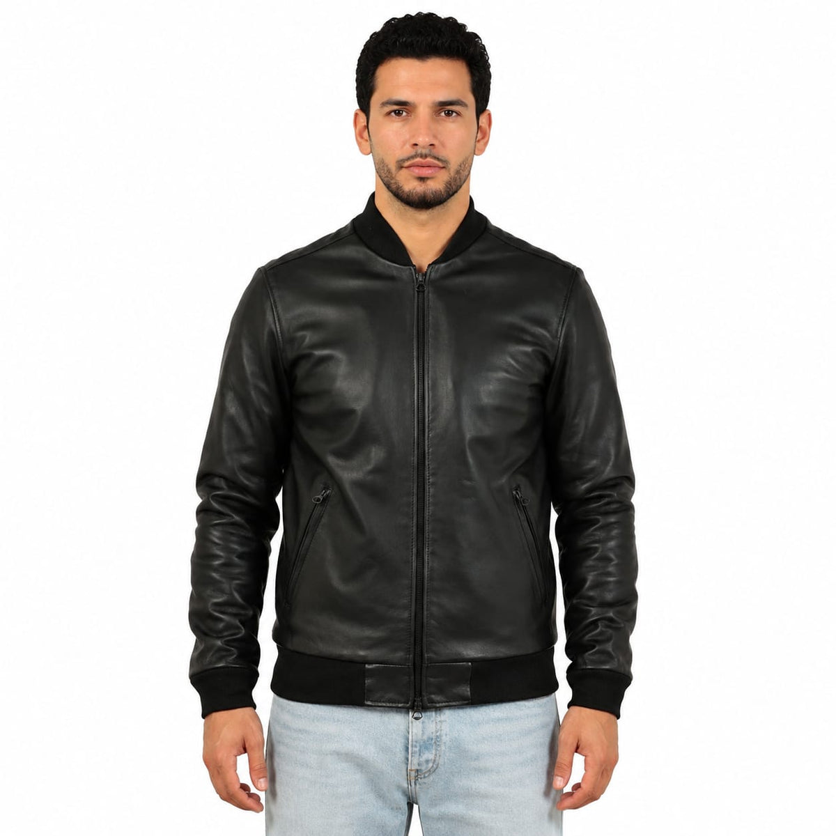 Giubbino in vera pelle di vitello foderato con trapunta invernale Nero-Slim Fit-Art.XM54INVNAPPA