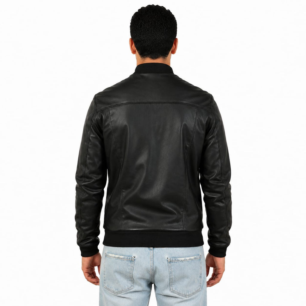 Giubbino in vera pelle di vitello foderato con trapunta invernale Nero-Slim Fit-Art.XM54INVNAPPA