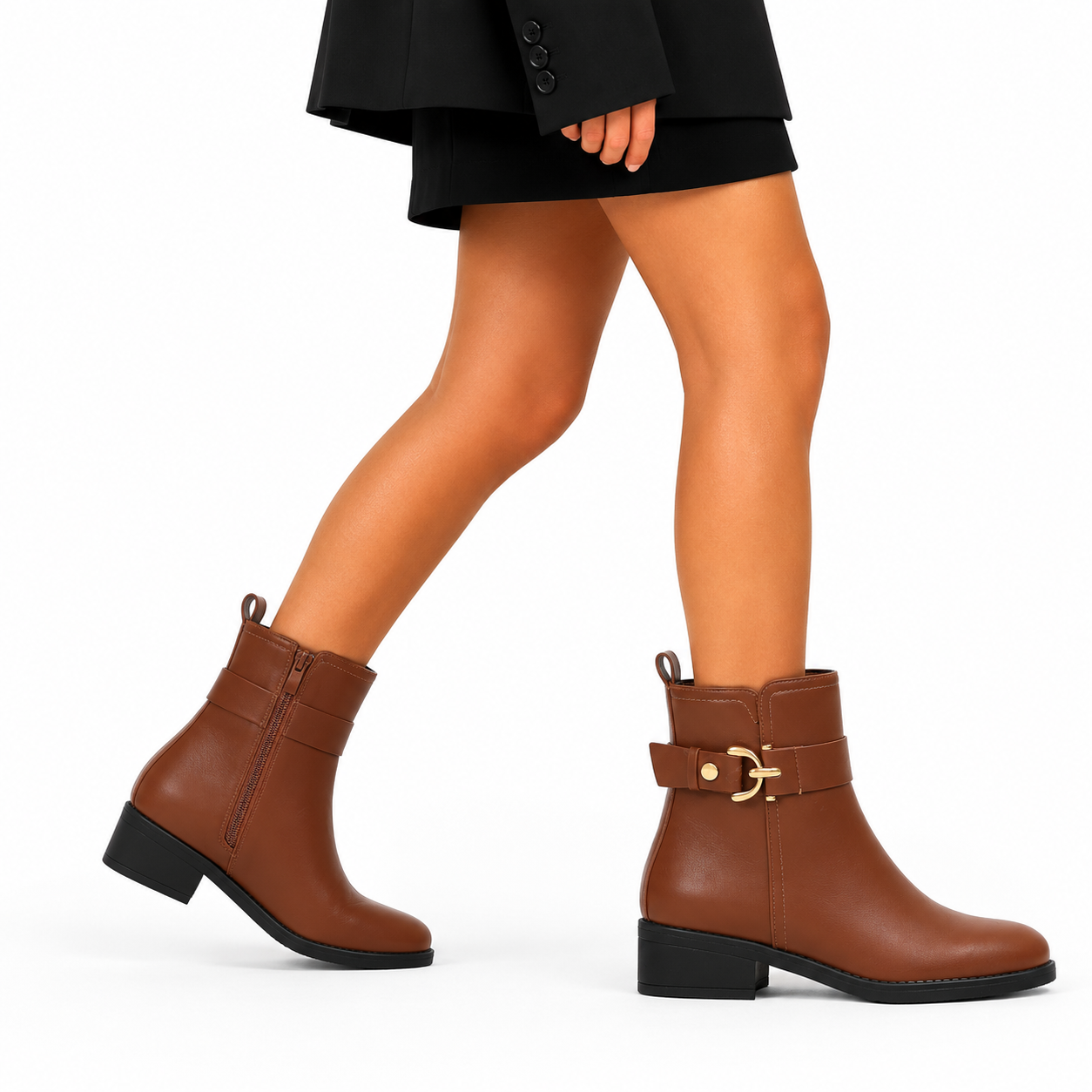 Stivaletto in simil pelle con fibbia dorata- Art.AS3295