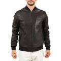 Giubbino in vera pelle di vitello rifinizione vegetale Nero -Slim Fit-Art.XM54VEGETALE