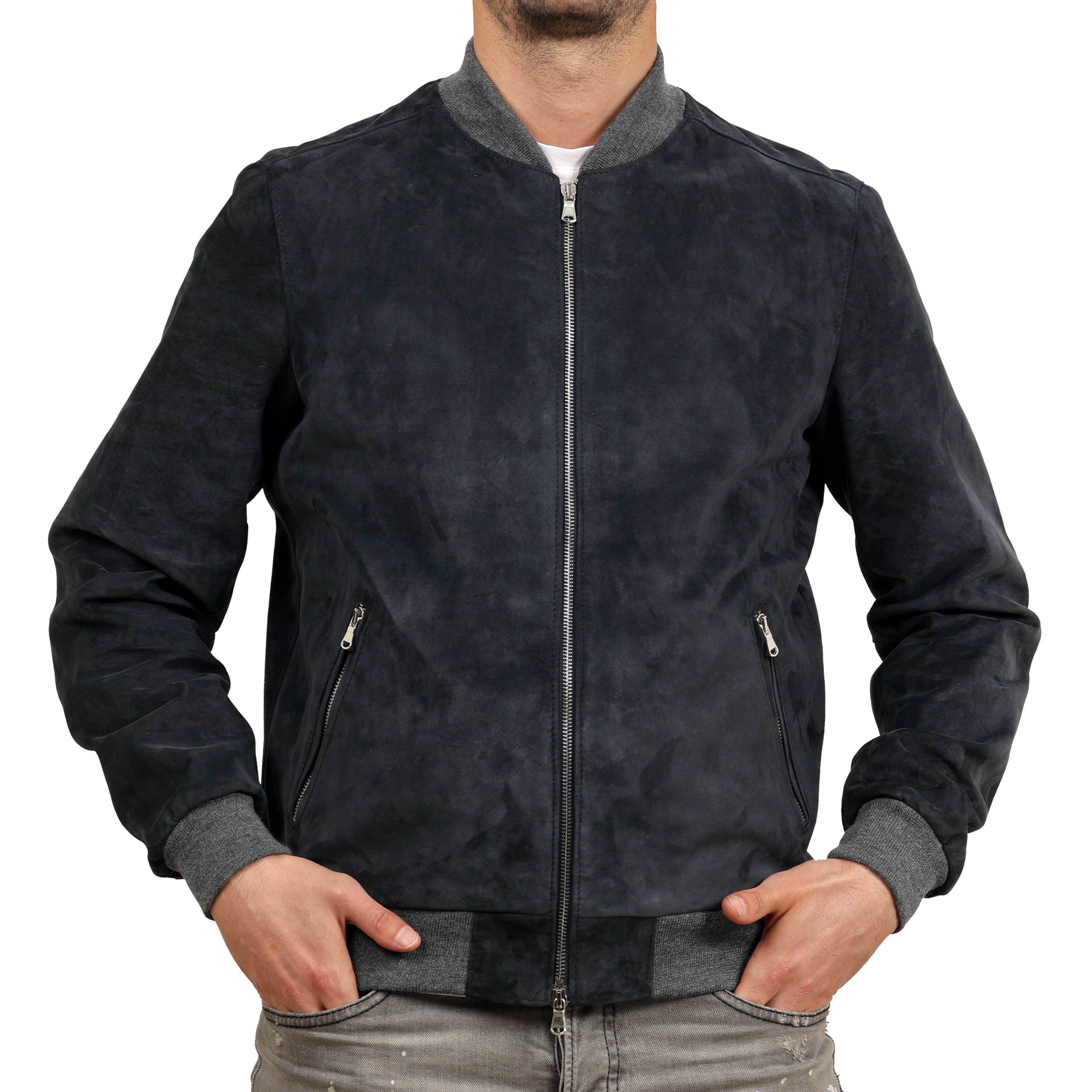 Bomber in camoscio  Nero-Slim Fit-Art.IMP01