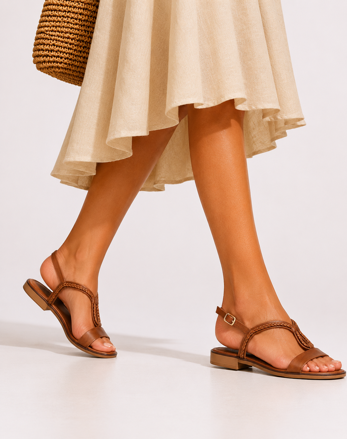 Sandali bassi in simil pelle con fasce intrecciate- Art.BK025