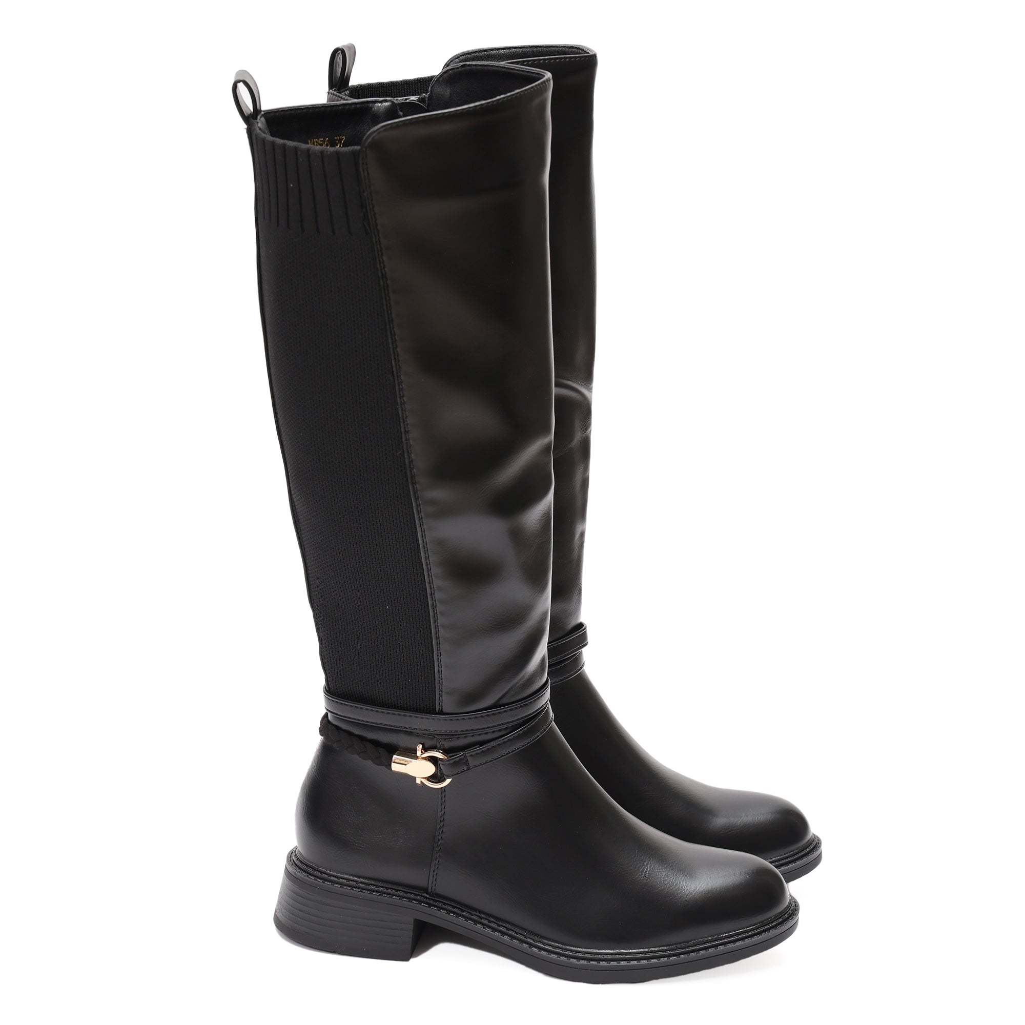 Stivale in simil pelle con cinturino e elastico laterale- Art.MB56