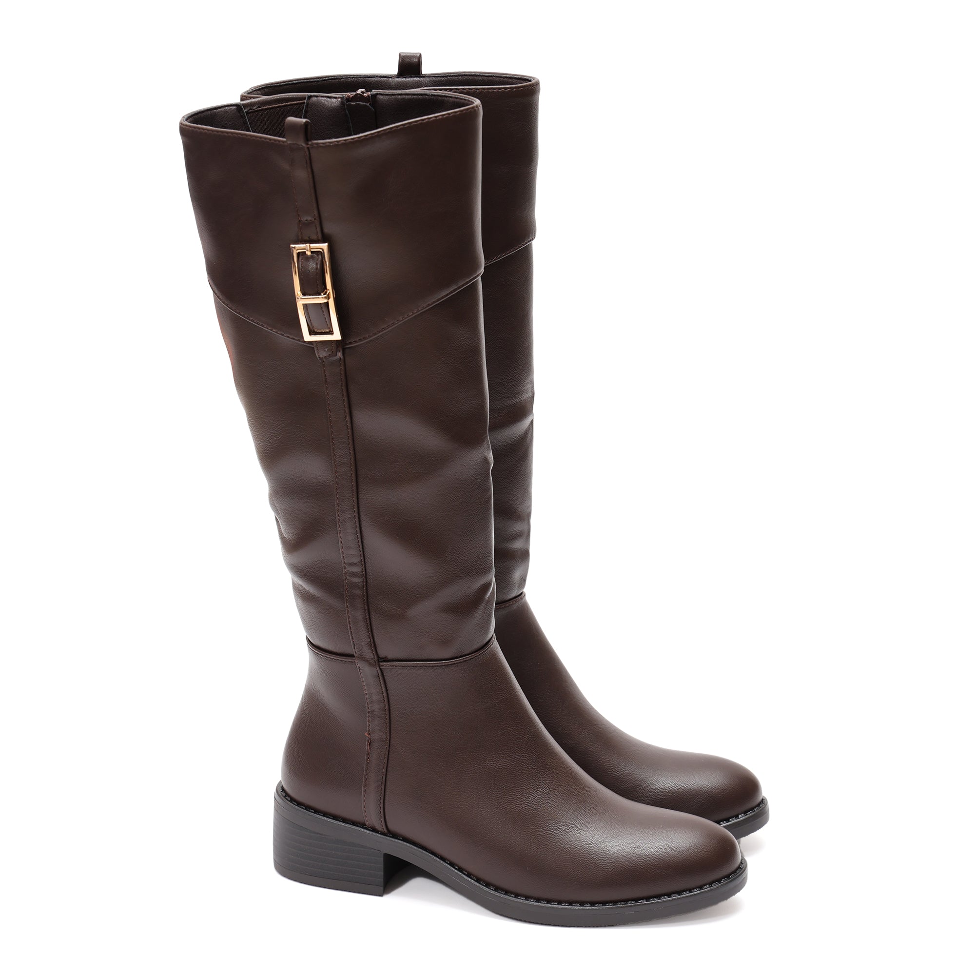 Stivale in simil pelle con fascia elastica e cinturino dorato- Art.68320
