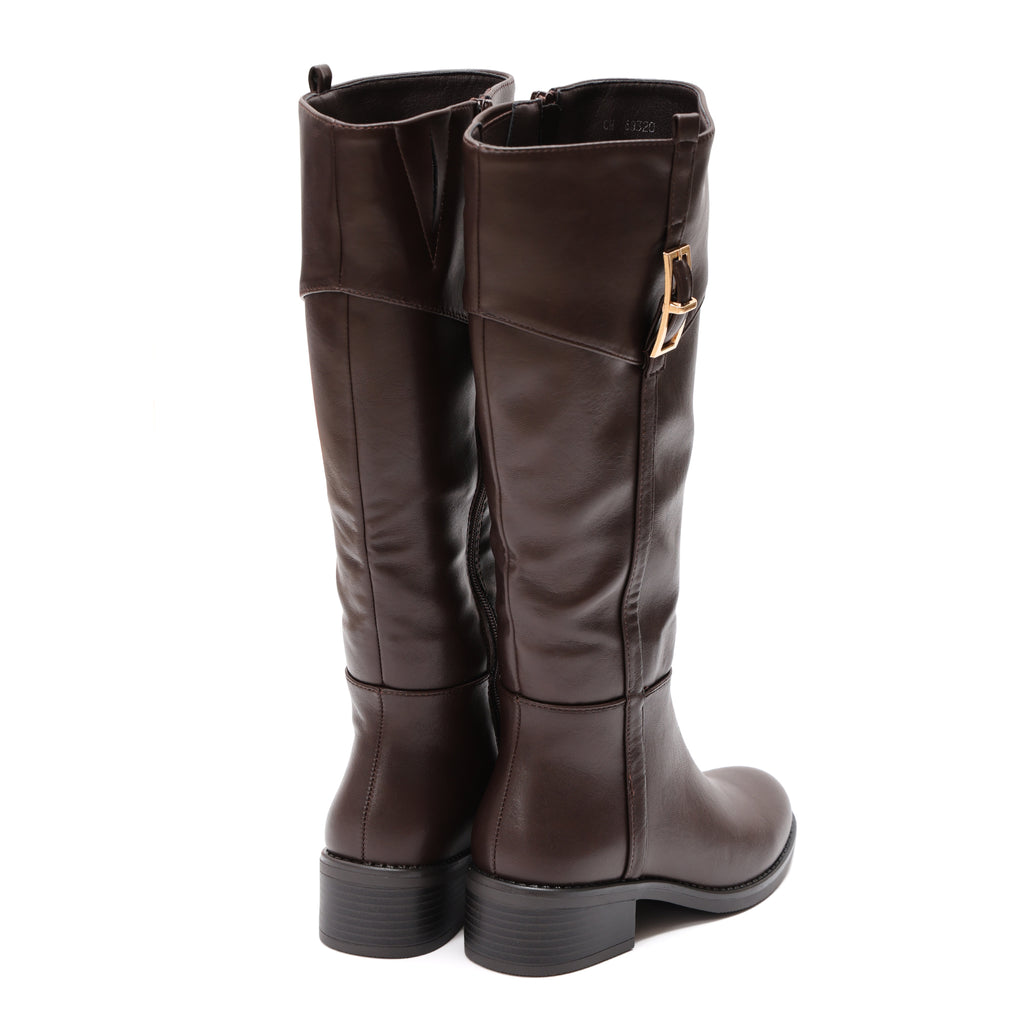 Stivale in simil pelle con fascia elastica e cinturino dorato- Art.68320