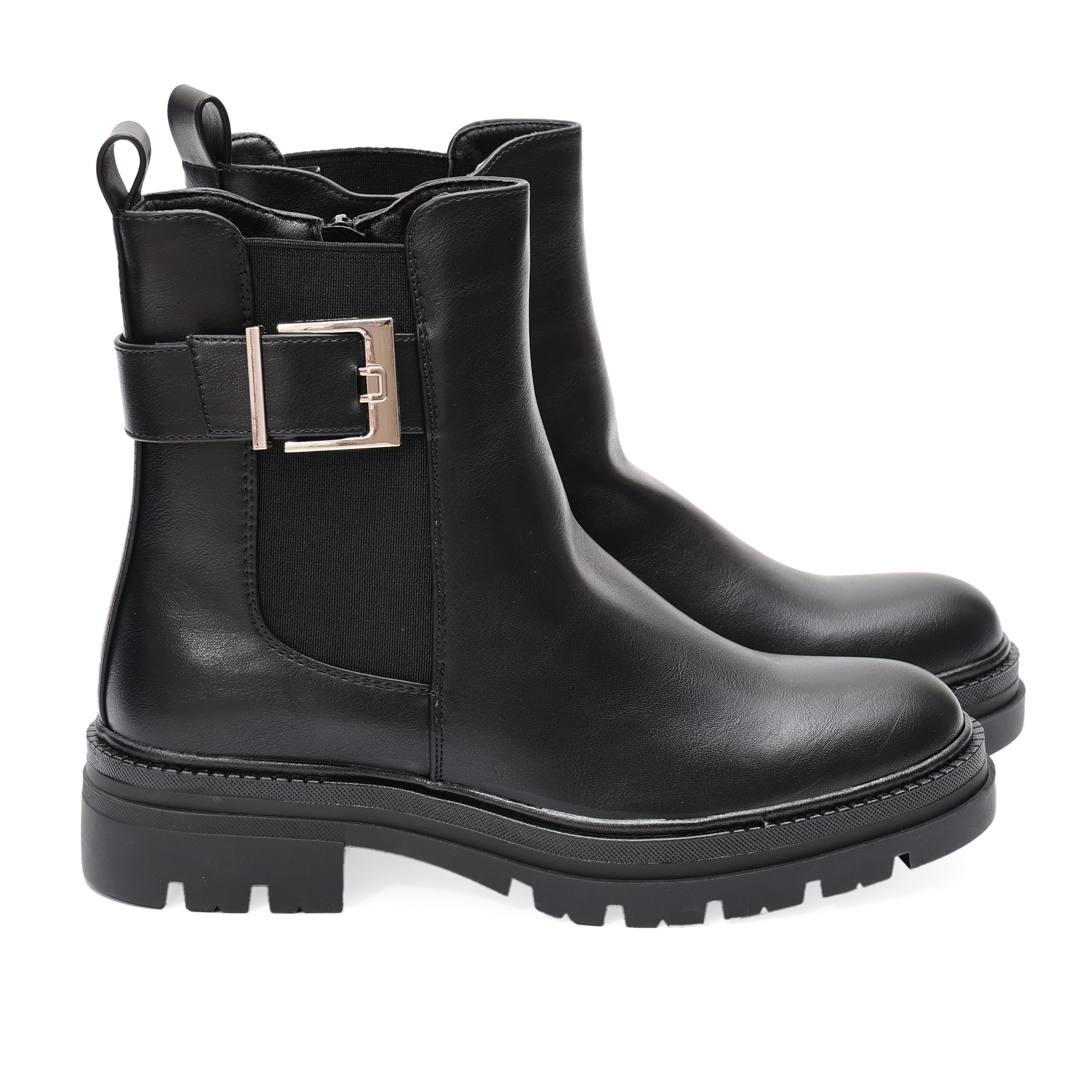 Stivaletto in simil pelle con elastico laterale e fibbia dorata- Art.DMLM8307