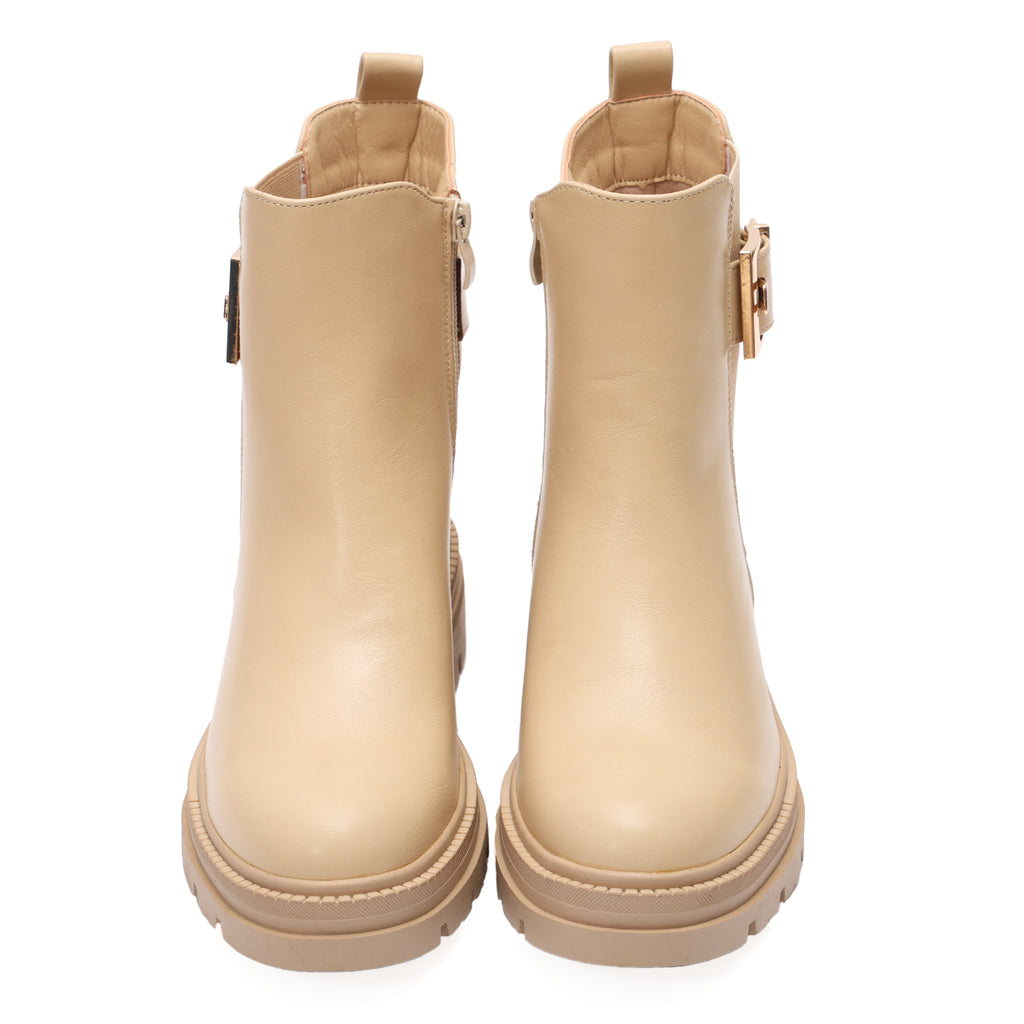 Stivaletto in simil pelle con elastico laterale e fibbia dorata- Art.DMLM8307