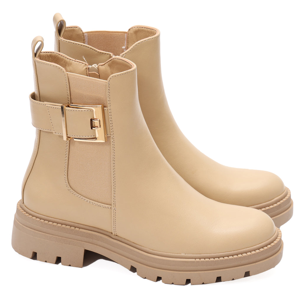 Stivaletto in simil pelle con elastico laterale e fibbia dorata- Art.DMLM8307