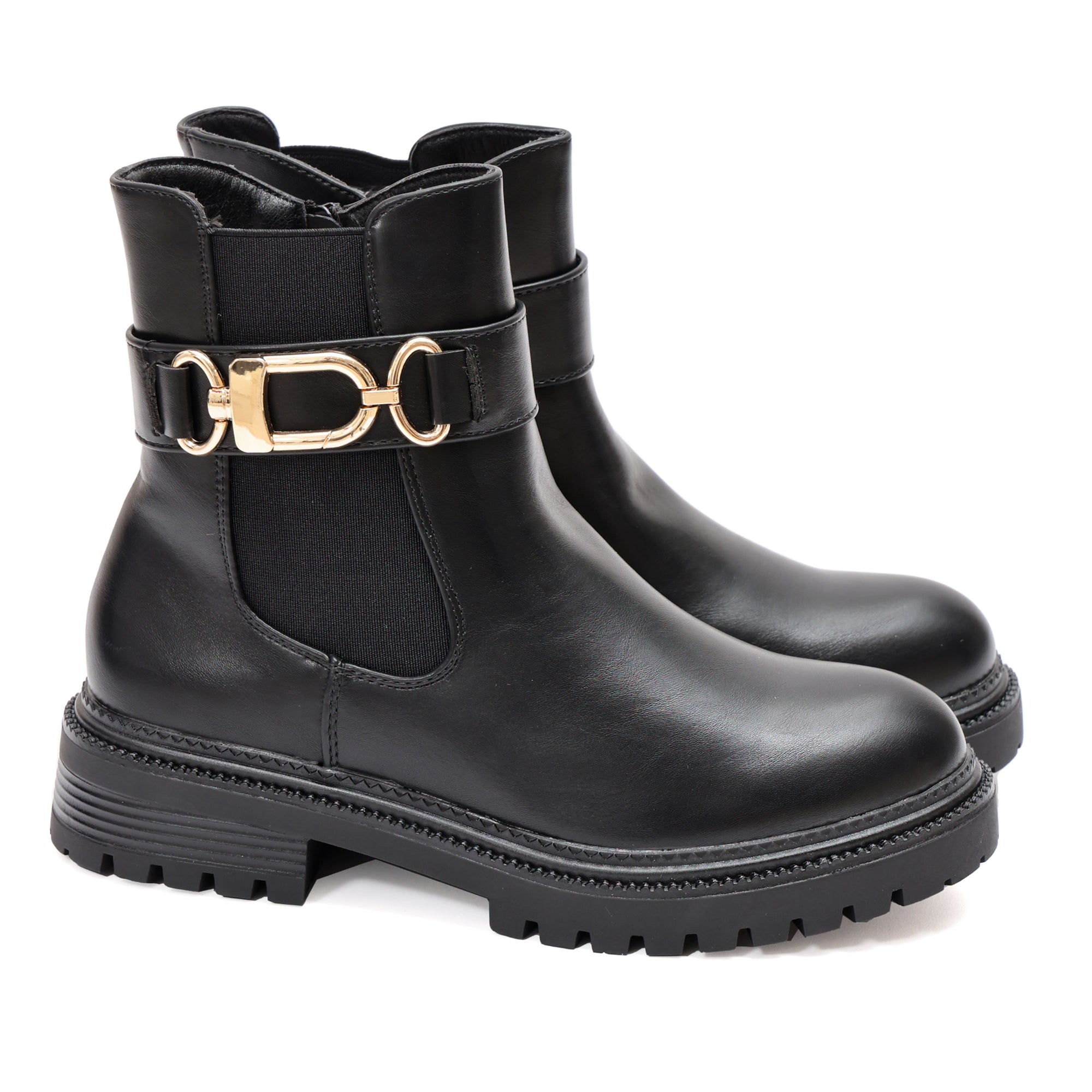 Stivaletto in simil pelle con elastico e fibbia dorata - Art.DMLM8993