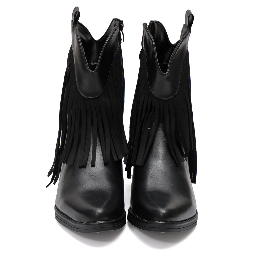 Stivaletto in simil pelle con frangia- Art.9255