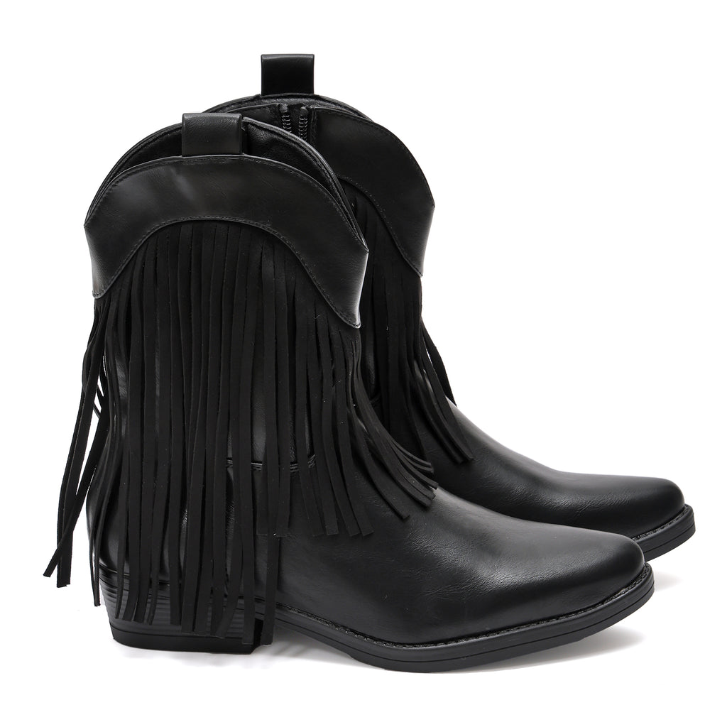 Stivaletto in simil pelle con frangia- Art.9255