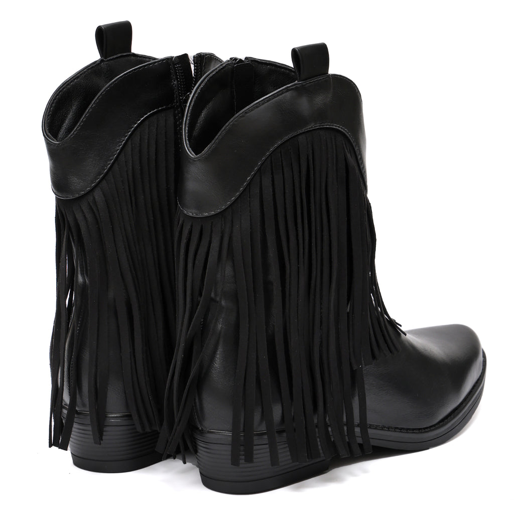 Stivaletto in simil pelle con frangia- Art.9255
