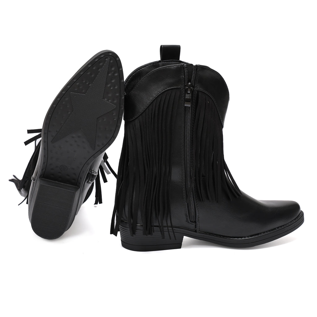 Stivaletto in simil pelle con frangia- Art.9255