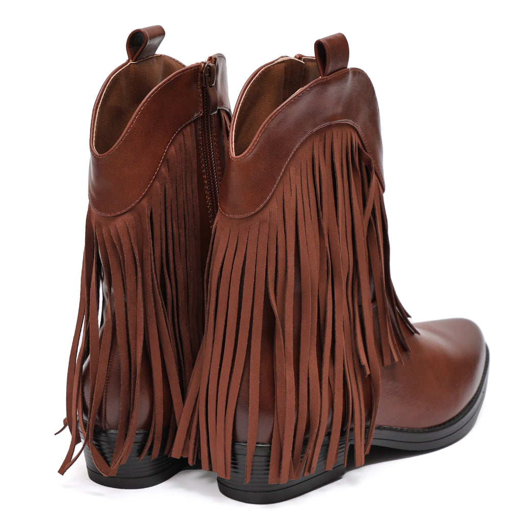 Stivaletto in simil pelle con frangia- Art.9255
