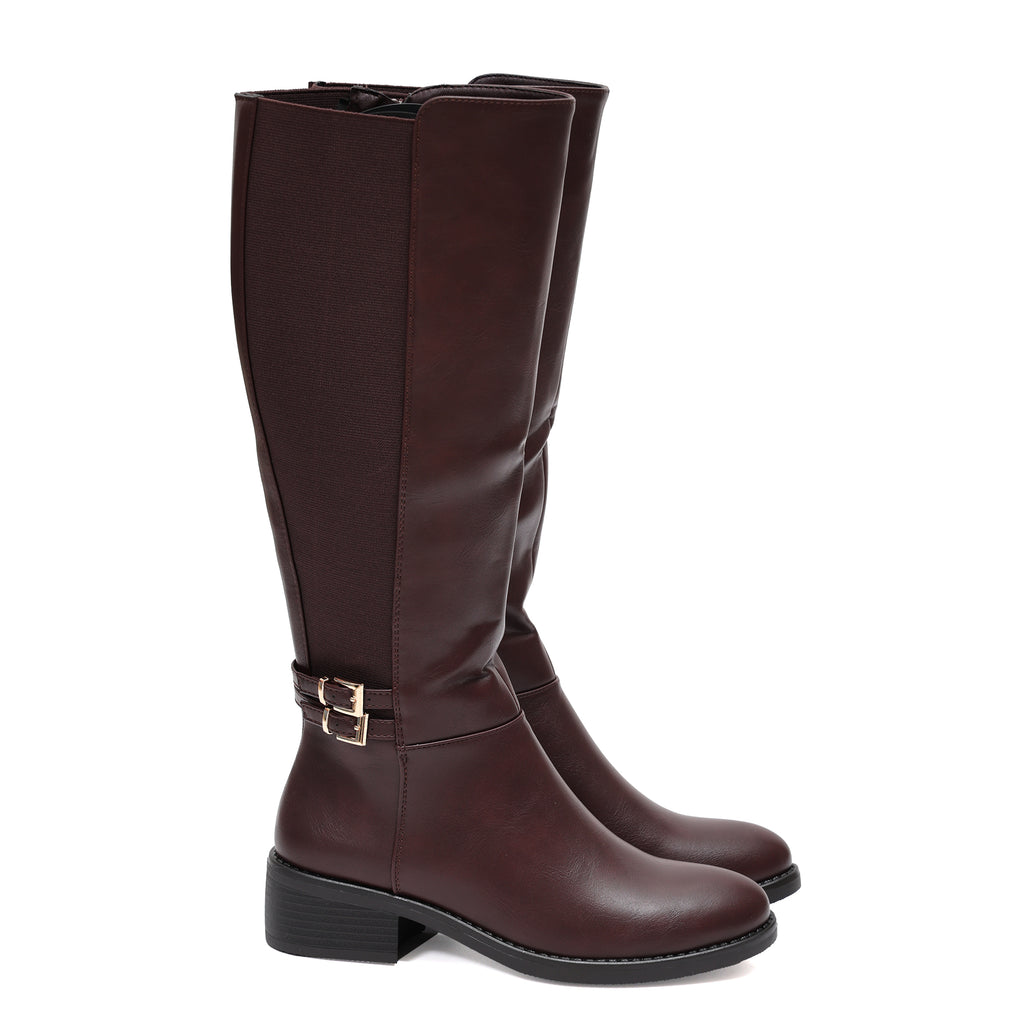 Stivale in simil pelle con fascia elastica e cinturino dorato- Art.68322
