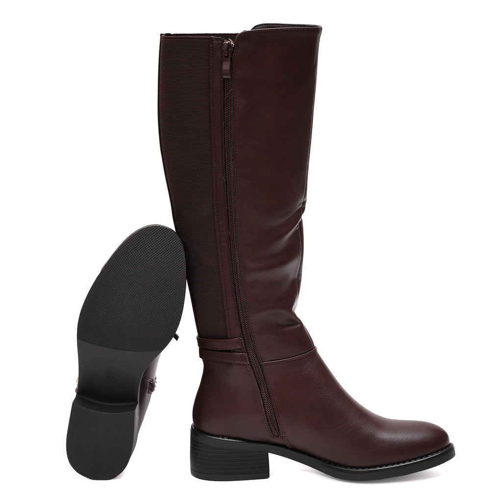 Stivale in simil pelle con fascia elastica e cinturino dorato- Art.68322