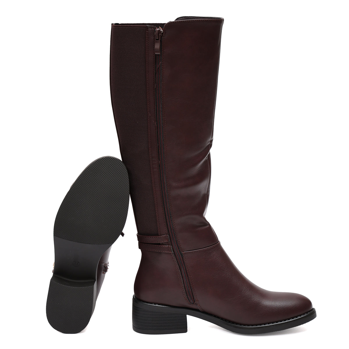 Stivale in simil pelle con fascia elastica e cinturino dorato- Art.68322