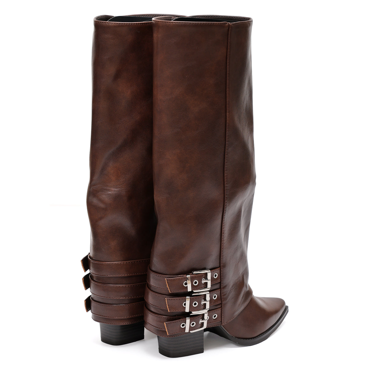 Stivale in simil pelle con cinturini e tacco- Art.9253