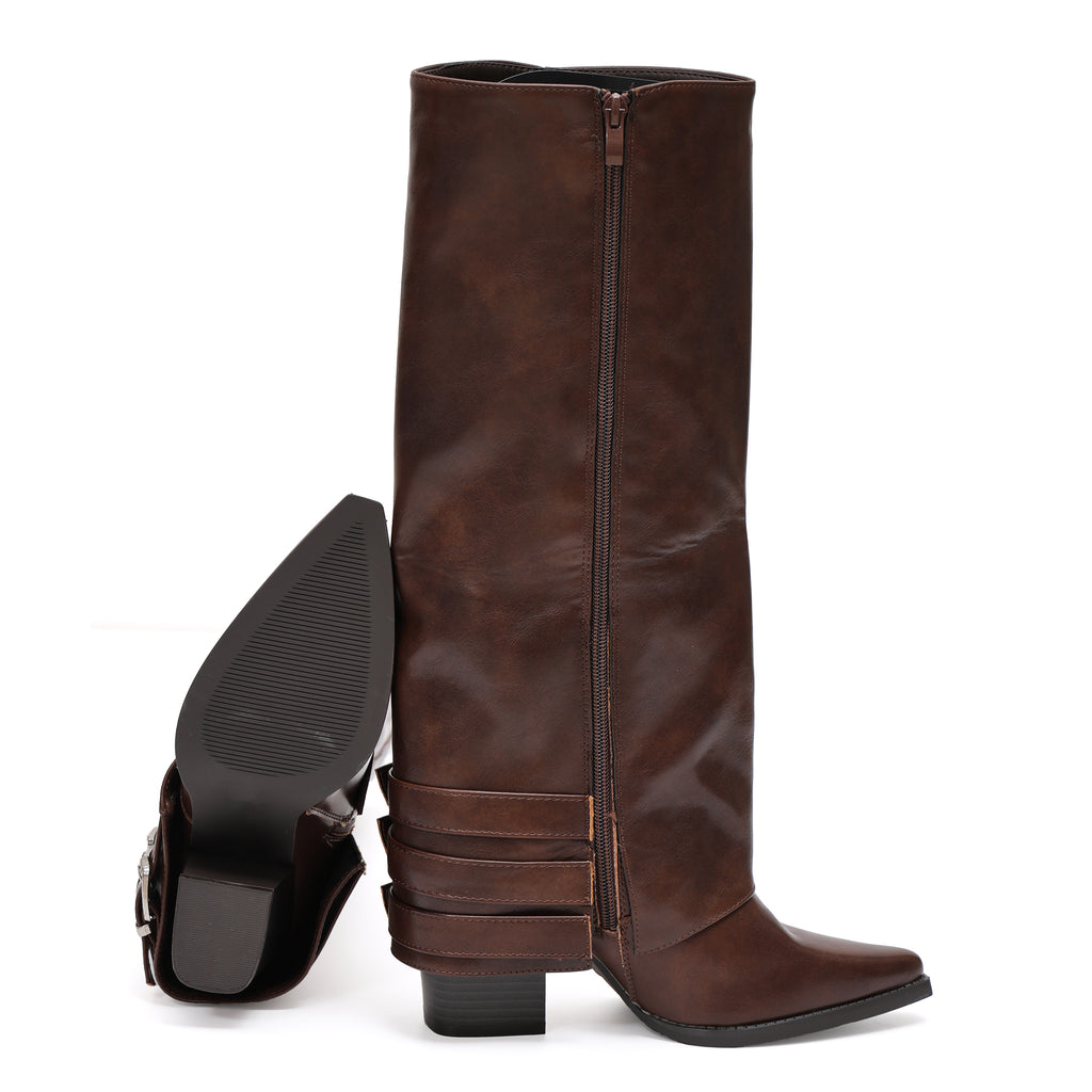Stivale in simil pelle con cinturini e tacco- Art.9253