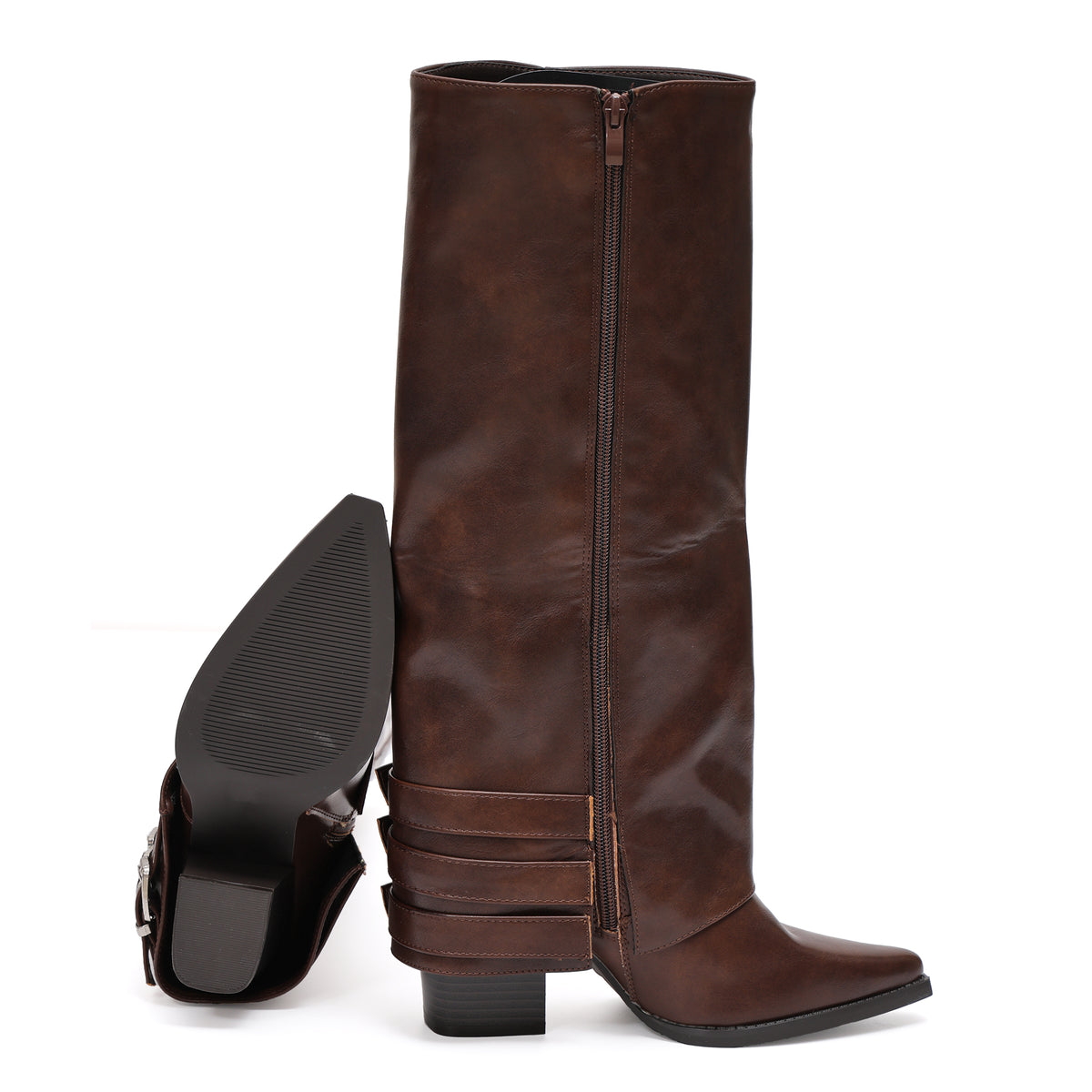 Stivale in simil pelle con cinturini e tacco- Art.9253