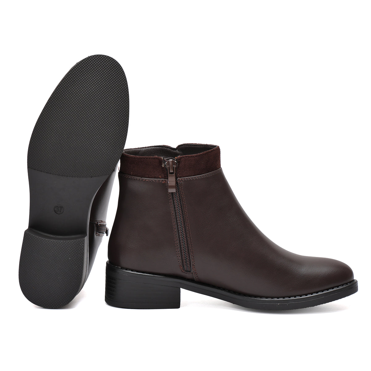 Stivaletti in simil pelle con lampo dorata- Art.68327