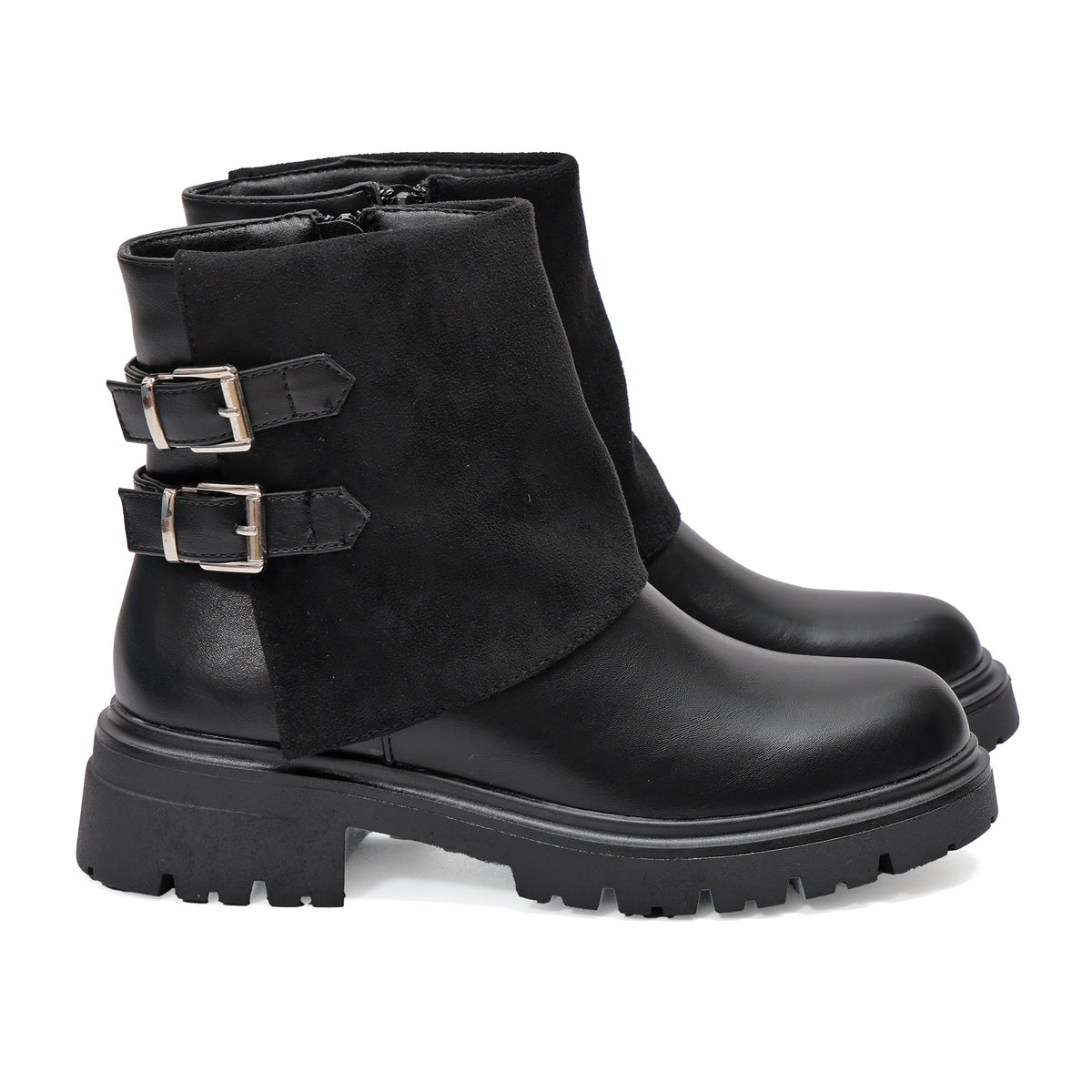 Stivaletto in simil pelle con cinturini e pelle camosciata- Art.68343